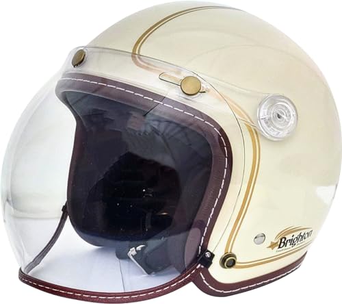 ヒートグループ(HEAT GROUP)Brighton ブライトン トラディショナル ジェット ヘルメット レディース ウーマン キッズ UVバブルシールド 54cm ~ 57cmサイズ 未満程度 クールバニラ アイボリー/ゴールド